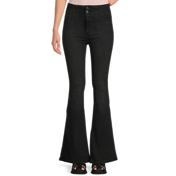 We the free, flare high rise jeans, Black, Onyx,Stretch denim, flared, Size 29 - Picture 5 of 9